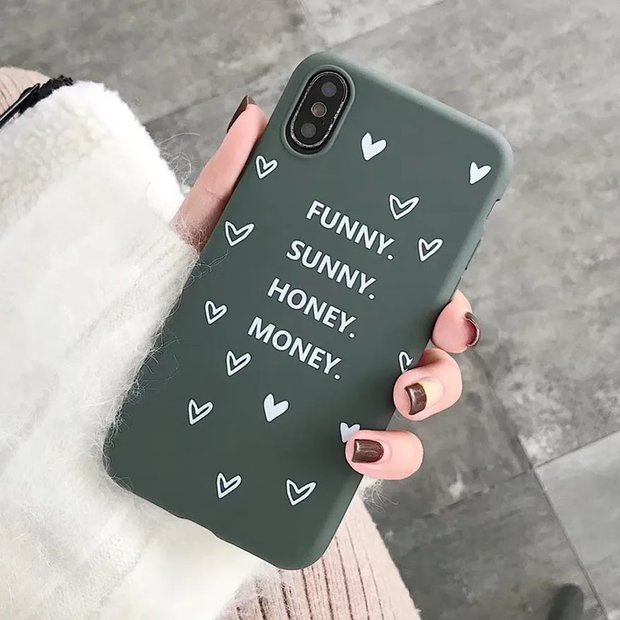

Green Cute Word Matte Case For iphone 6 6s 7 8 plus Case For iphone Xs Max X XR plus Fashion Funny TPU Soft Cover Capa