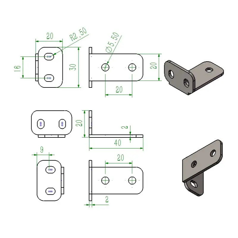 

L20X40-2X5-2X5-H2 Corner Connector/Corner Brace/Brackets for assembling Aluminum Alloy Profiles, support customization