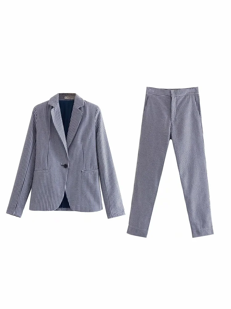 

Vintage Women Bubble cotton Pant Suits Spring Summer Breathable Single Button Pockets Blzaer Long Pants Casual Ladies Suit Set