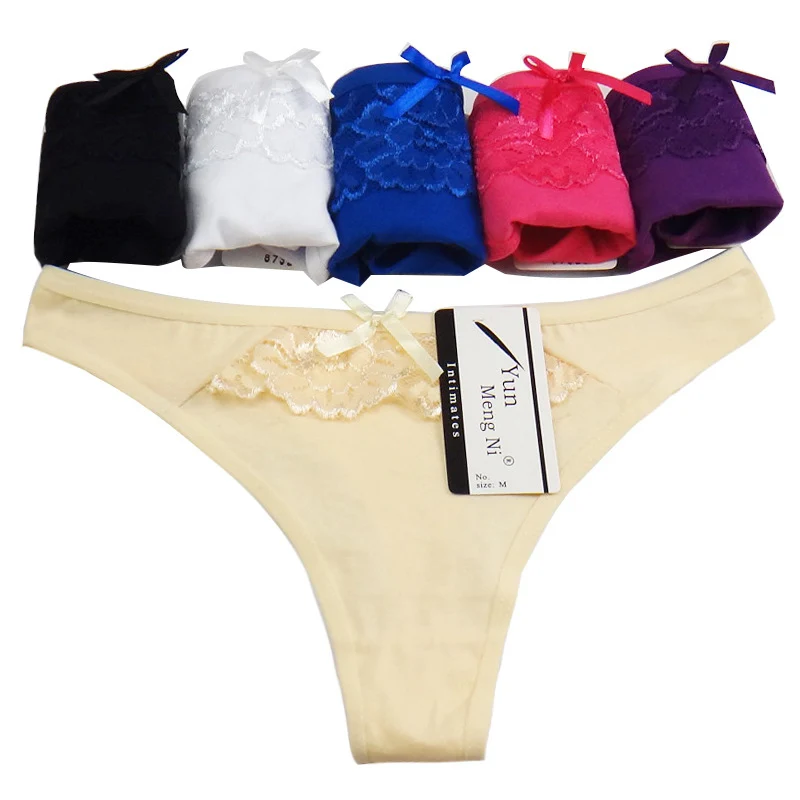 

5 pcs/lot Women Underwear Thongs Ladies Briefs M L XL Sexy Lace Thongs Cotton Women's G Strings Femme Sexy Women's Thong Panties