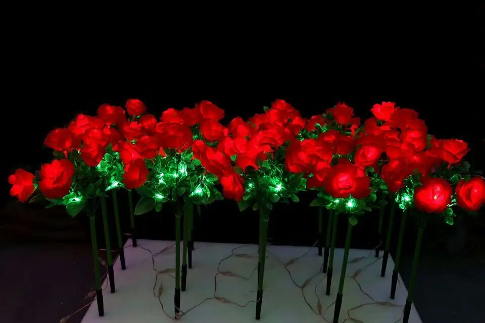 

70CM LED Red rose flowers light Indoor outdoor Christmas Party Wedding valentie's Day garden patio manor villa lawn Decor