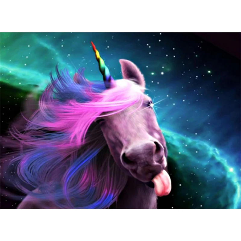 

Diamond Painting Needlework Full Diamond Craft "Funny Pink Unicorn" Animal Embroidery Cube Rhinestones Decoration Mosaic Gift GT