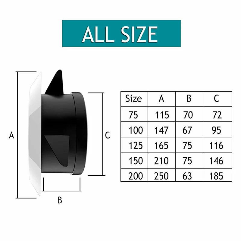 Air Vent Extract Valve Grille Round Air Vent ABS Louver Grille Cover Adjustable Exhaust Vent for Bathroom Office Ventilation LB8