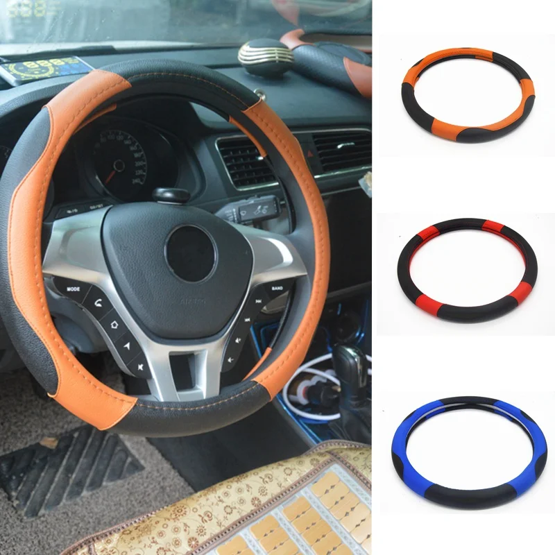 PU Leather Universal Car Steering wheel Cover 38CM Car styling Sport