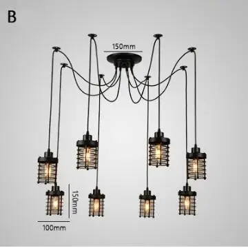 Винтажный подвесной светильник-паук, лампа Лофт E27, промышленное освещение, ретро Лофт, подвесные светильники для дома 110 В 220 В