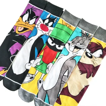 

Cartoon Rabbit Sock Casual Hip Hop Creative Soft Comfortable Funny Novelty Black Yellow Men Cotton Calcetines Hombre Divertido