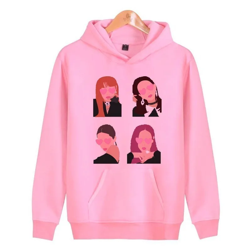  Women Japanese Korean Female Pullover Streetwear Hood Pink Black Pink Sweatshirt Hoody Harajuku Kaw