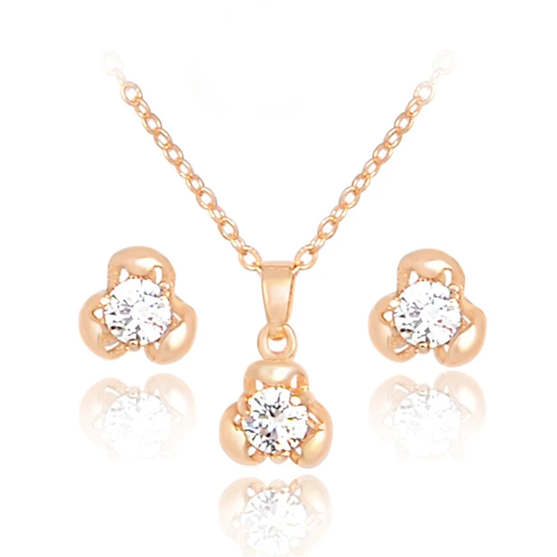 SHUANGR New ArrivalBig Sale Wedding Jewelry Sets Rose Gold Color Necklace/Earring Bijouterie ...