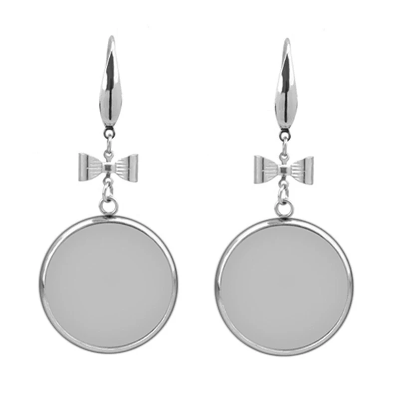 

10pcs Stainless Steel Woman Earring Cabochon Base Blank Fit 12/14/16/18/20/25mm Ear Hook DIY Accessories Jewelry Making