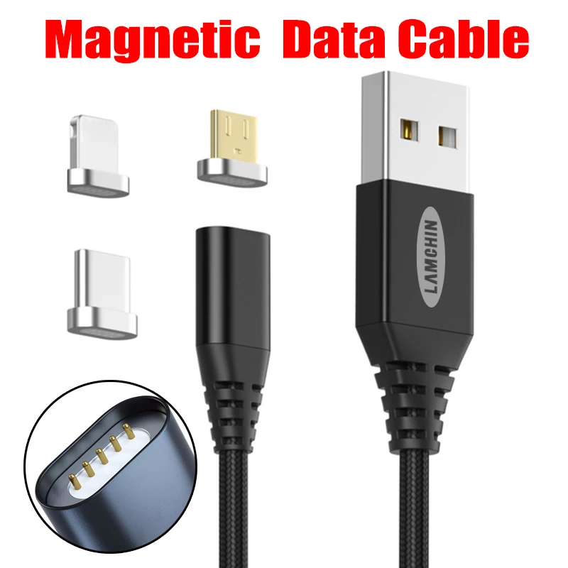 2019 Магнитный кабель USB цинковый сплав Плетеный Тип C и Micro магнит зарядное
