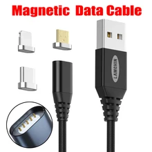 2019 Магнитный кабель USB цинковый сплав Плетеный Тип C и Micro магнит