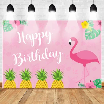 

Neoback Pineapple Flamingo Backdrop for Photography Pink Themed Birthday Party Photo Background Pink Pattern Birthday Cake Table
