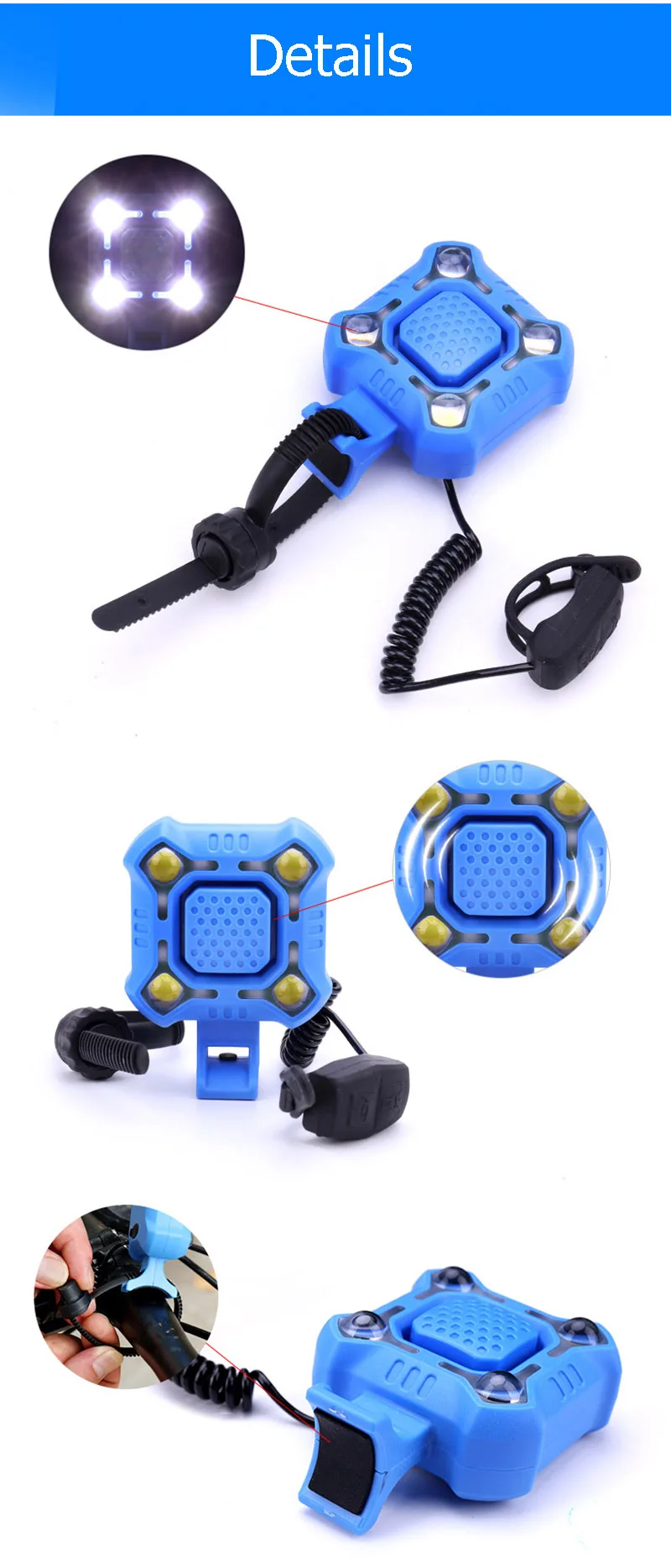 2 in 1 Bicycle Bell Bike Light USB Charging 120db MTB Road Bike Front Handlebar Electronic Horn Waterproof Cycling Lamp PA0117 (11)