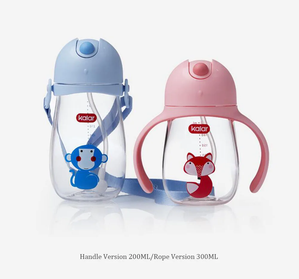 Xiaomi Kalar Cute Kids Water Bottle BPA Free Triatan With Straw Children Training Cup My Drink Bottles With Handle Sport Kettle  (2)