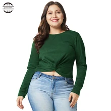 2018 New Winter Big Size T Shirt Women Sexy Tie Shirts Women Casual O Neck Long Sleeve Tops Plus Size Green 4XL Tee Shirt Femme 2018 New Winter Big Size T Shirt Women Sexy Tie Shirts Women Casual O Neck Long Sleeve Tops Plus Size Green 4XL Tee Shirt Femme