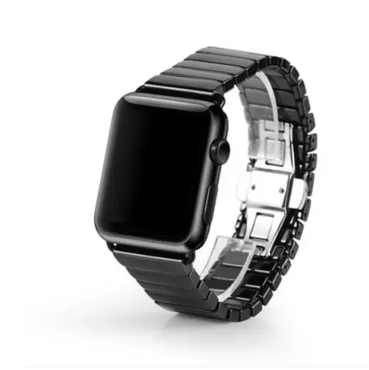 Заводской керамический ремешок для Apple Watch, ремешок серии 5, 4, 3, 2, 1, 38, 42 мм, 40 мм, 44 мм, ремешок с бабочкой для браслета iwatch - Цвет ремешка: black