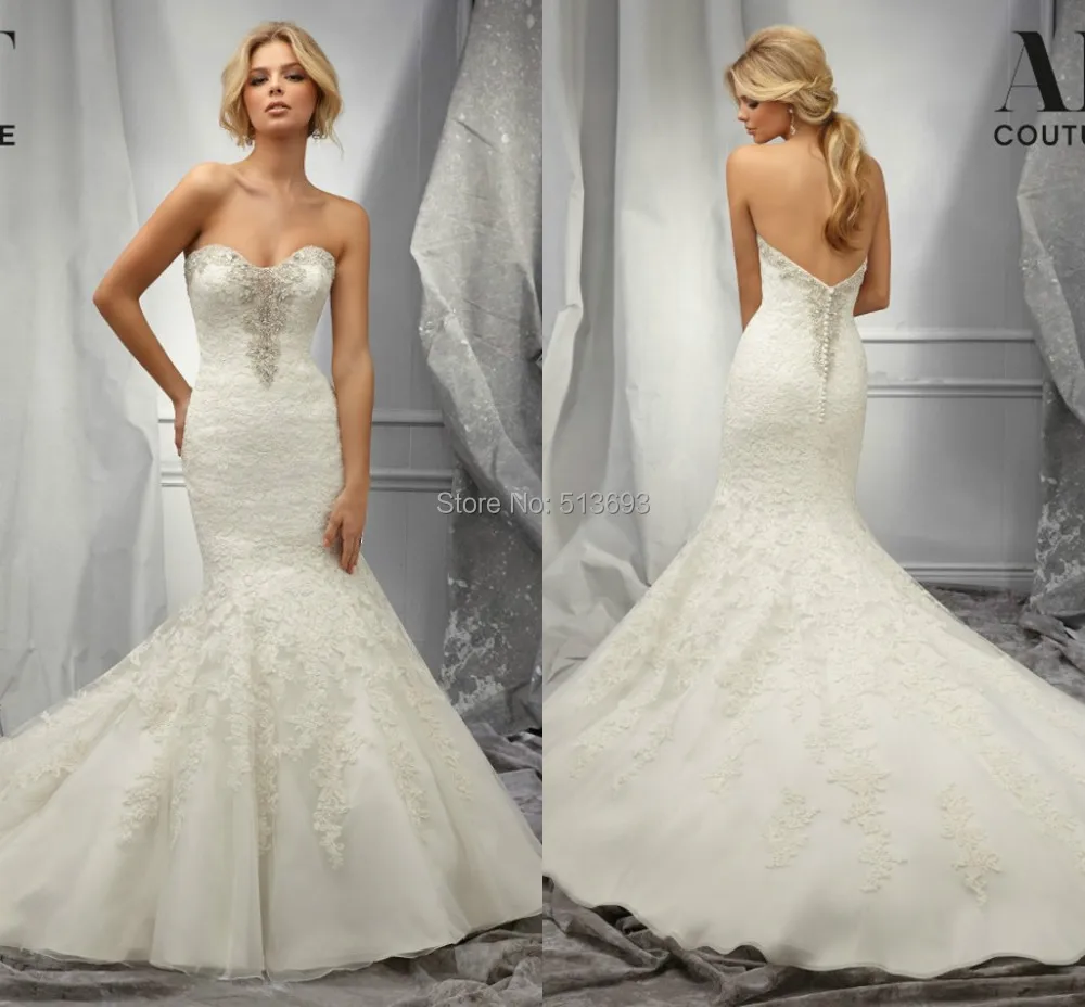 New Fabulous Sweetheart Chapel Train Sexy Wedding Dress 2014