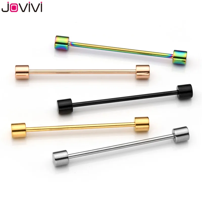 Jovivi 14 г нержавеющая сталь круглый Топ шпильки 37 мм Длинные Промышленные ушные штанги хрящевая спираль-раковины бар серьги гвоздики пирсинг