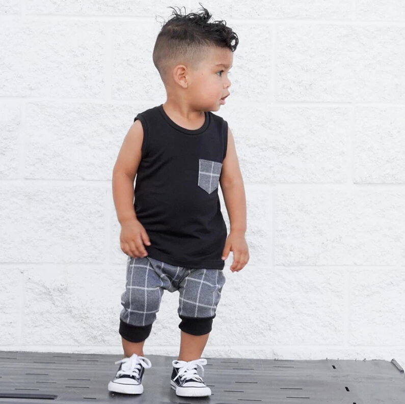 

0-24M Hot Newborn Kids Baby Boy Sleeveless Tops Shirt Short Pants Outfits Baby Boys Clothes Set