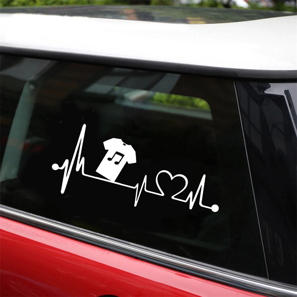 Music T-shirt Lifeline Vinyl Applique Creative Car Sticker Car Model Truck Parts BlackSilver 21.1cmx7 (3)
