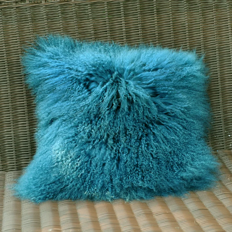 

CX-D-04D 50*50 Custom Size Mongolian Lamb Long Fur Sheep Fur Decoration Cushion Cover Pillow Cases Pillowcase housse de coussin