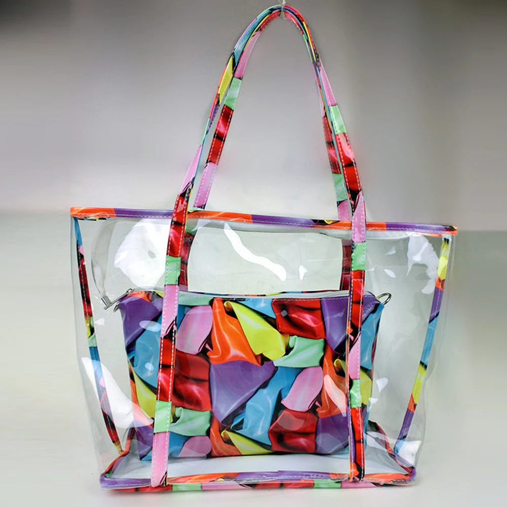 Женская большая сумка для сумки на плечо прозрачная пляжная Спортивная Новинка - Цвет: colorful