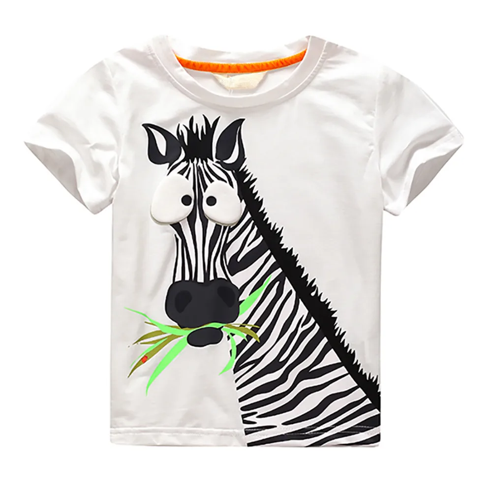 Удобные детские летние футболки с рисунком зебры для маленьких мальчиков детские топы, повседневные футболки, одежда