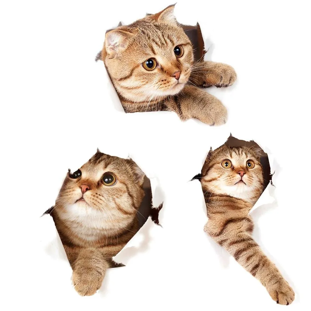 1 шт. 3D Милые DIY наклейки для кошек клейкие семейные на стену оконные украшения