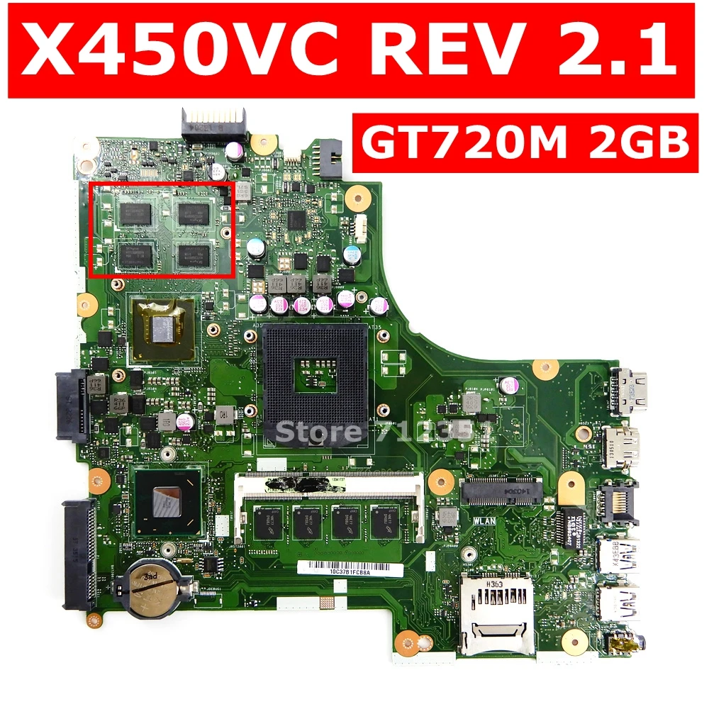 

X450VC GT720M 2GB Motherboard REV 2.1 For ASUS X450VC X450V X450 A450V Laptop Mainboard Test OK