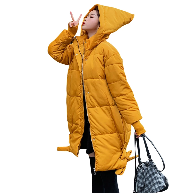 

New Fashion women 2019 New Arrival Solid Slim Long New Size For Women's Cotton Slim Down Parka With Hooded Winter Jacket
