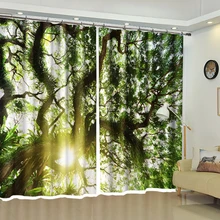 Солнечный свет через макушки деревьев Печать Лето Листья 3D Высокоточный тени Шторы для Гостиная сделать дом яркие