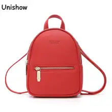 Unishow, женский рюкзак, мини рюкзак из искусственной кожи, женский маленький Одноцветный рюкзак на молнии, женская сумка через плечо, рюкзаки для девочек подростков