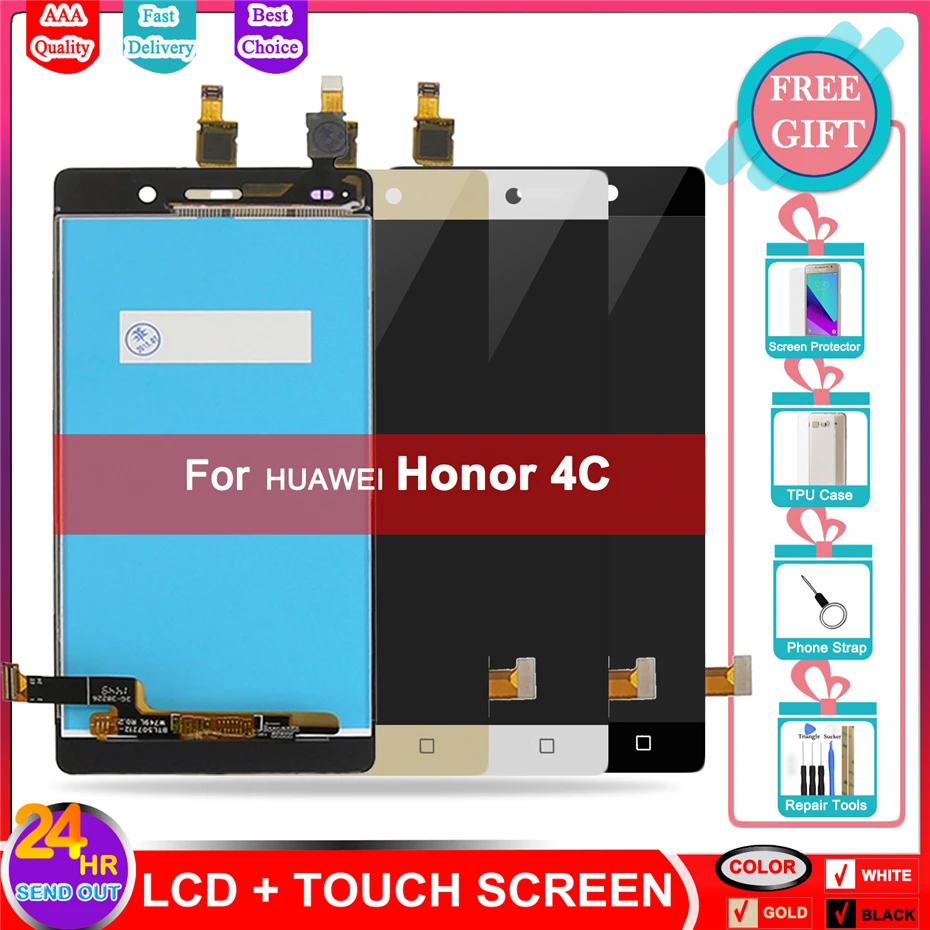 

LCD For HUAWEI Honor 4C Y6 LCD Display Touch Screen Digitizer Assembly 5 inchs Replacement Free Adhesive tape