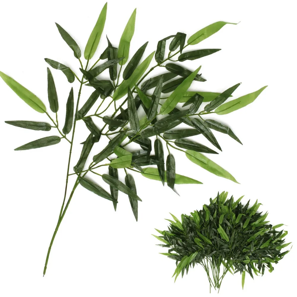 1pcs Artificial Bamboo Leaf Green Plastic Plant Tree Branches Leaves