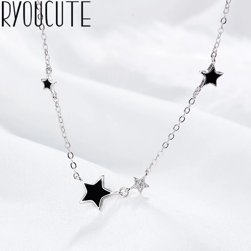 

Bohemia Punk Real 925 Sterling Silver Necklaces For Women Gift Statement Star Necklace Wedding Jewelry Kolye Colar Bijoux