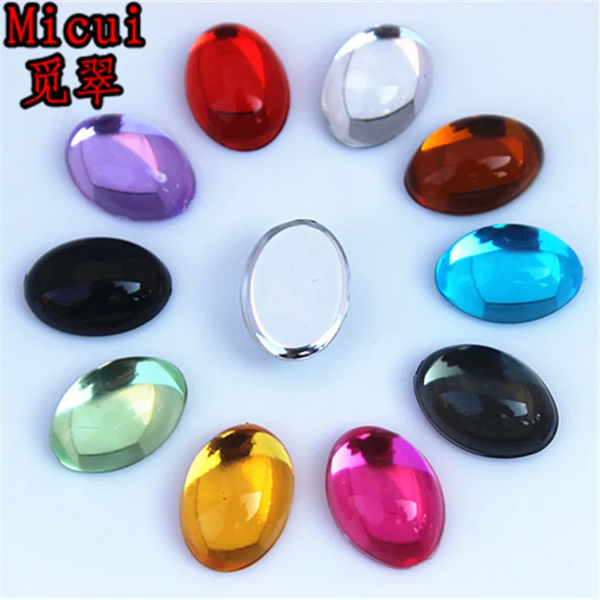 

Micui 100pcs 10*14mm Mix color Oval Acrylic RhinestoneFlatback Crystal Stones For Jewelry Crafts Clothing Decorations MC726