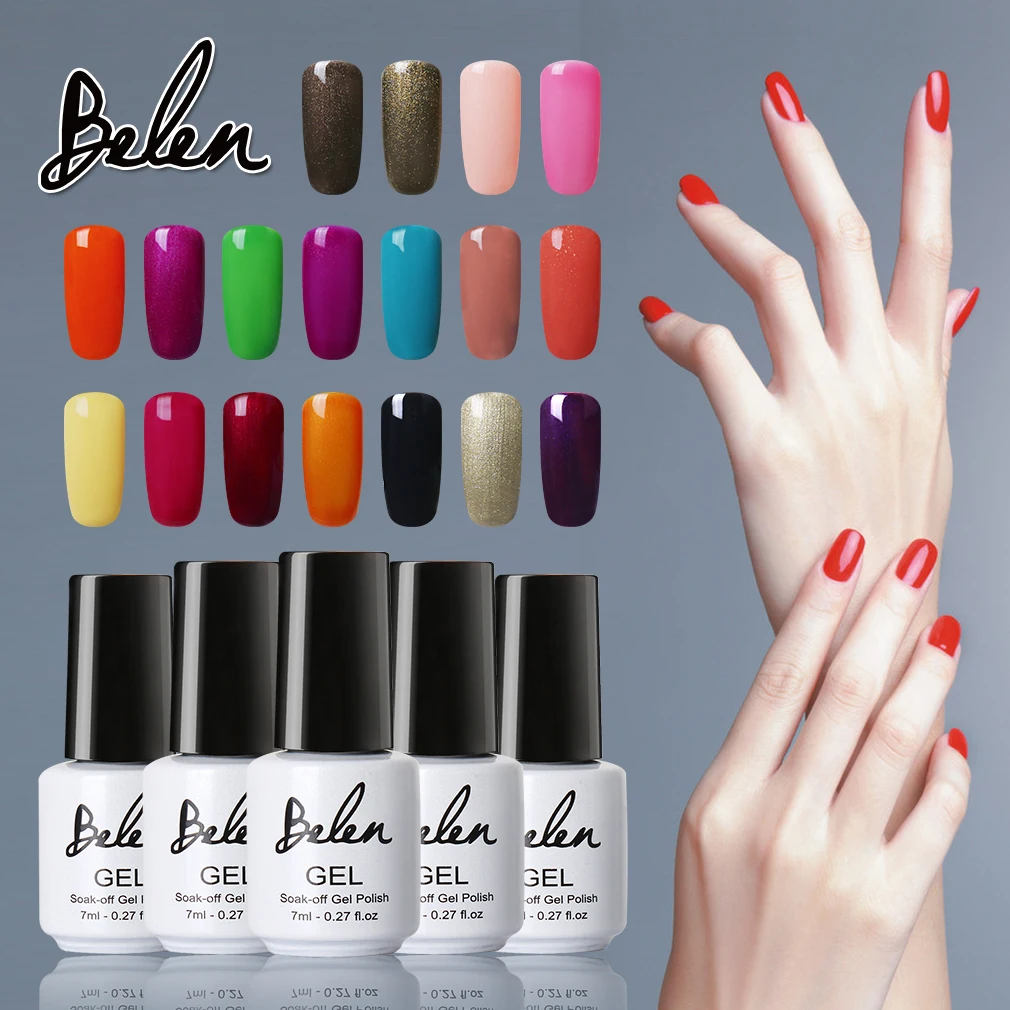 

Belen 7ml Gelpolish UV Gel Nail Polish Long Lasting Vernis Gel Lacquer DIY Nail Art Semi Permanent Pure Color Lucky Varnishes