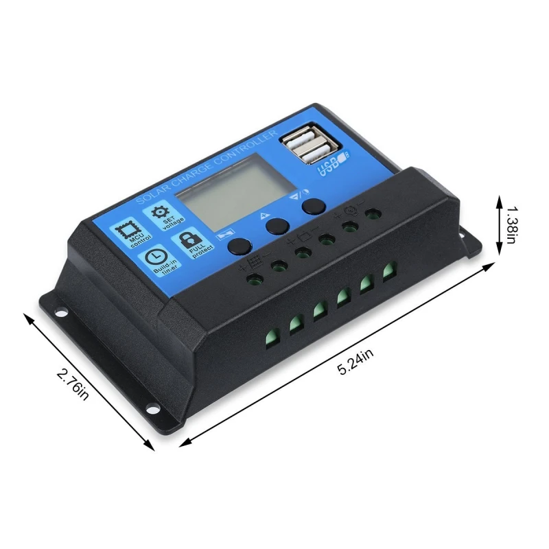 Controlador de Carga Dual Usb Solar Battery Painel Regulador Lcd 12v24v 10 - 20 30a 1 Cheap Controladores solares
