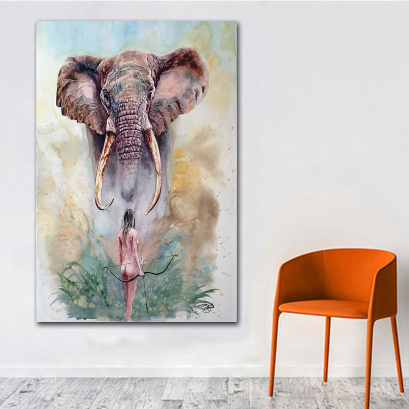 GOODECOR дикие животные акварельная картина слона на холсте для гостиной настенное Искусство Фрески картина плакат печать домашний декор