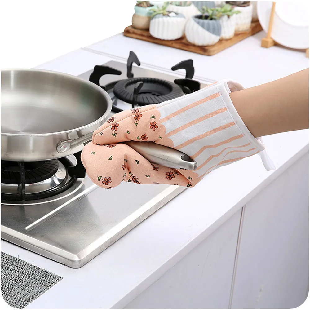 Кухонные кухонные хлопковые перчатки для микроволновой печи рукавицы кастрюля термостойкие защищенные Нескользящие Утепленные Перчатки