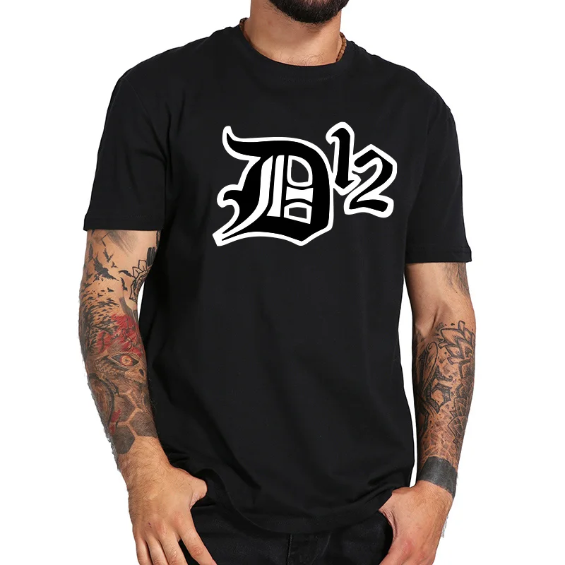 

EU Size 100% Cotton T Shirt Hardcore Rap Band D12 Shirt Eminem Tattoo pattern Printed Tops Crewneck Short Sleeve Casual Tee