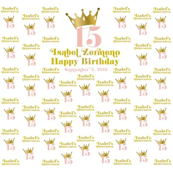 

custom Mis Quince Gold Princess Crown Happy 15 Birthday photo studio background High quality Computer print party backdrop