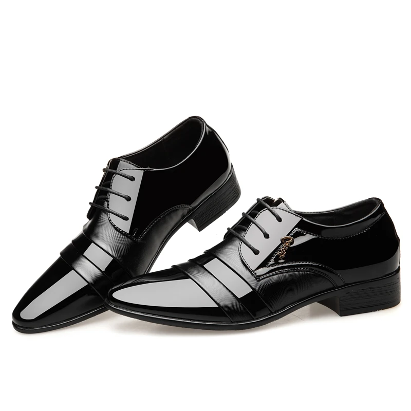 Плюс Размеры 46 Мужская модельная обувь модные Лакированная кожа нарядные туфли для мужчин деловые туфли-оксфорды для Для мужчин на шнуровке; Мужская Свадебная обувь