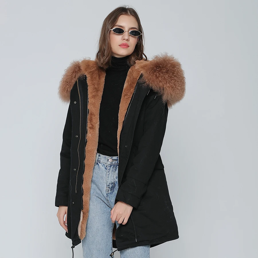 OFBUT winter jacket women real fur coat long parka natural Mongolia Sheep Fur collar hood thick warm streetwear brand new