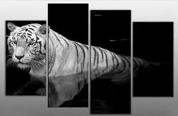 

Tiger picture black white canvas oil painting(no framed)
