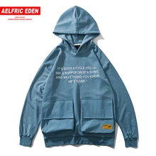 Aelfric Eden Fashion Big Pockets Letter Printed Hoodies Mens Autumn Harajuku Hip Hop Streetwear Casual Male Pullover Sweatshirts