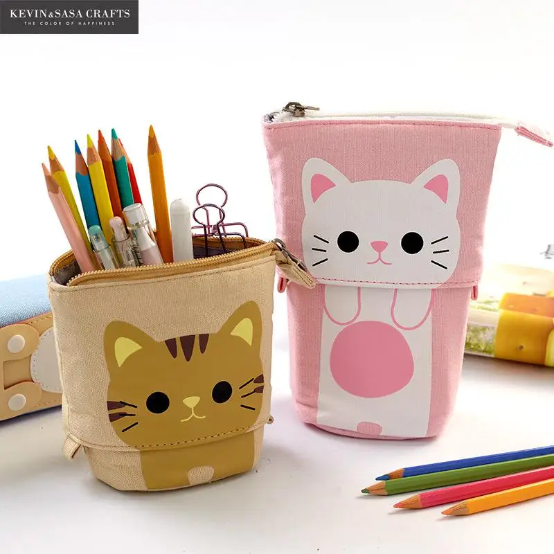 Estuche adaptable de felino para lápices, cartuchera flexible con imagen de gato, grande, ideal la escuela, regalo|Estuches escolares| - AliExpress