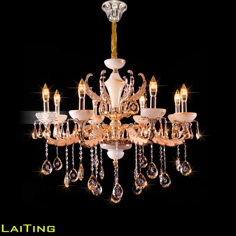 

Luxury White Imitation Jade Crystal Chandelier for Living Room Lighting +Free shipping