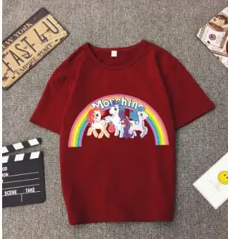 Rainbow Unicorn футболка Новинки для женщин короткий рукав o образным вырезом Летние