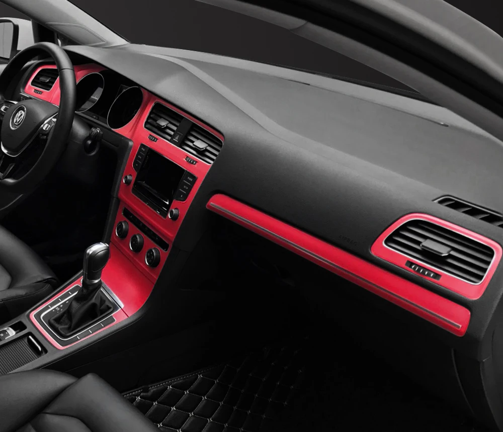 Интерьер спортивные красное углеродное волокно защиты наклейки из углеродного волокна авто Стайлинг для VW Volkswagen Golf 7 MK7 GTI аксессуары - Название цвета: ice matt red